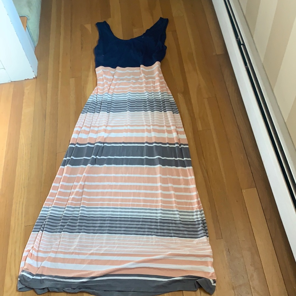 Striped Maxi Dress with Criss-Cross Back
